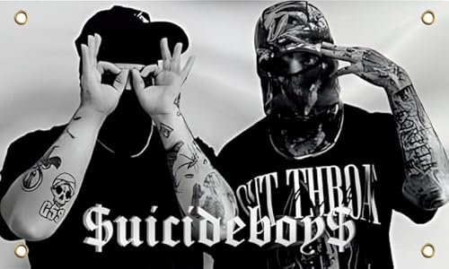 LUIVU 100 x 150 cm Polyester Suicide Music Boys einseitige Flagge mit 4 Messingösen – Amerika-Pop-Sänger-Banner – Wandteppich, Poster, Schilder, Dekoration für Schlafzimmer oder Uni, amerikanische