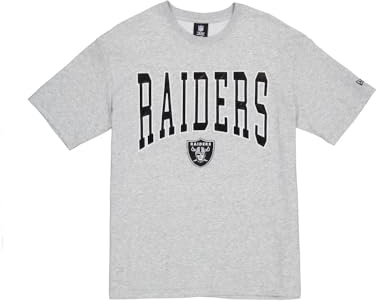 LAS VEGAS RAIDERS Unisex NFL Oversized Satin Applique Patch Logo Heather Gray T-Shirt, Grau, M Große Größen EU