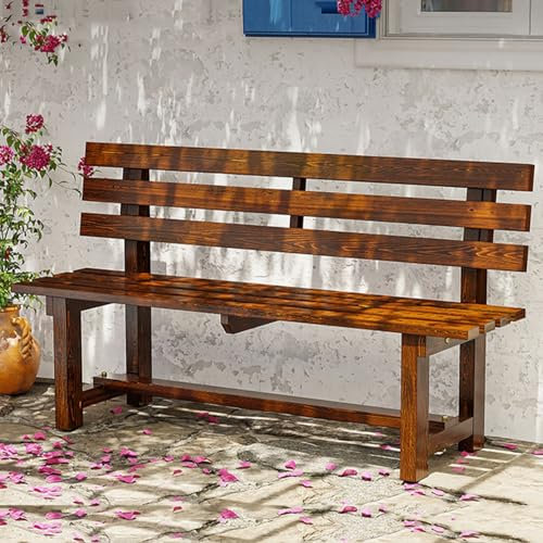 YLLSMGS Gartenbank Sitzbank Outdoor aus Holz mit Rückenlehne, Wetterfeste Balkonmöbel, Robuste Verandabank(150cm/59in)