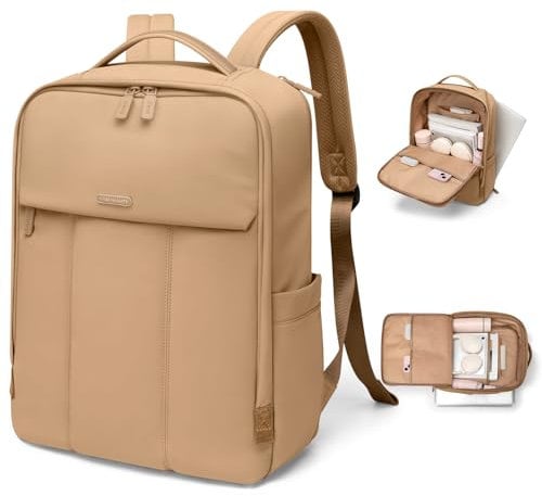 GOLF QUALITY Mochila Mujer, Mochila Hombre Backpac kUniversidad Ordenador Portatil 16 Pulgadas Daypack Portatil Marrón Tierra