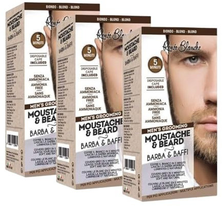 Renee Blanche Haarfärbemittel für Bart und Schnurrbart Farbe Blond ohne Ammoniak 2 x 20 ml (3, Einheiten)