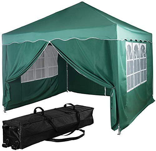 INSTENT Pavillon 3 x 3 m Basic wasserdicht UV Schutz 50+, 4 Seitenteile, Farbwahl, Dunkel-Grün