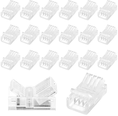 YUWJOOWEE 20 Stück LED Verbinder, 10mm 4 Polig LED Lückenlose Stecker, LED Strip Anschlusskabel, LED Strip Verbinder