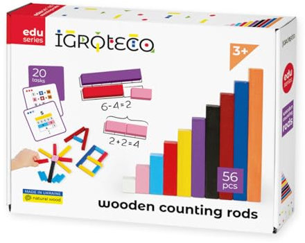 Igroteco® Rake Sticks Set - Educational Toy for Children to Develop Mathematical Skills and Motor Skills with Colourful Wooden Sticks and Tasks