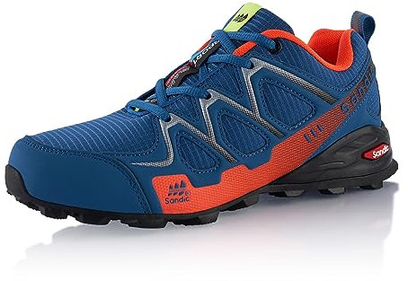 Fusskleidung® Damen Herren Wanderschuhe atmungsaktive Trail Running Trekkingschuhe Blau Orange EU 43