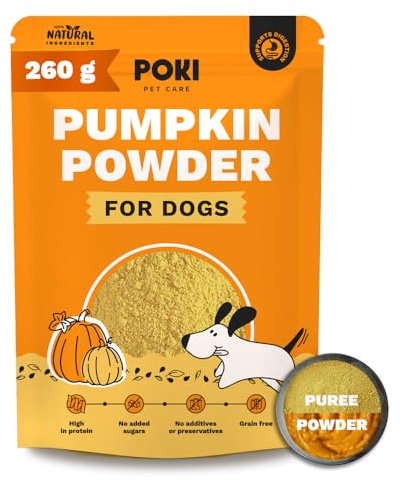 Pumpkin Powder for Dogs (260g) | Pumpkin Puree for Dogs | Fibre Supplement For Loose Stools Digestion, Weight Management & Immune Health | 100% Natural Ingredients | Poki Pet Care