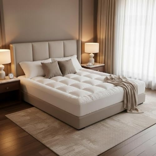 Pro Home 1400GSM Mattress Topper Single Bed 10cm Extra Thick Hypoallergenic Quilted Single Bed Mattress Toppers With Soft Microfiber Fill Machine Washable Bed Topper With 4 Elasticated Straps