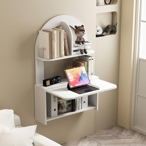 ZXLAGDBP Wandmontierter Schreibtisch, Wandklapptisch, Klapptisch, Kleiner Holzschreibtisch für Büro, Zuhause, Küche, klassisch weiß