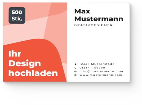 Cimpress personalisierte Visitenkarten für Unternehmen, mit Logo oder Foto, mattes Finish 85×55 mm, rechteckig, für Marketing, Netzwerke, Geschäftsinhaber, 500 Stück