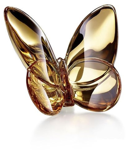 Crystal Glass Butterfly Figurines, Flying Butterflies Figurine, Winkling Reflective Butterfly Ornament Statue, Glass Ornament(L,Gold)