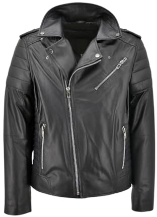 Hollert Lederjacke Diego Herren Jacke Bikerjacke Echtleder Lammnappa Schwarz