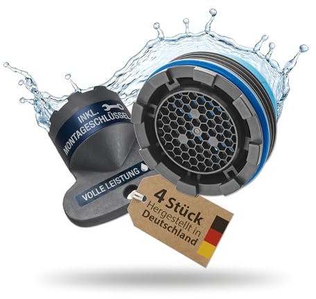 4 x M21.5 PERLATOR® Einschraubstrahlregler inkl. Schlüssel ~ 15 l/min Original Perlator Wasserhahn Einsatz für Armaturen mit Innengewinde