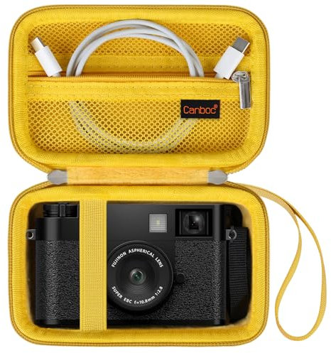 Canboc Tragetasche für FUJIFILM X Half Premium Kompaktkamera, FUJIFILM X-HF1 Digitalkamera Tasche, Mesh Tasche passt USB-Kabel, Gelb (nur Gehäuse)