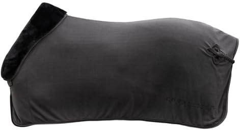 Covalliero - Abschwitzdecke Anniversary – Pferdedecke mit Teddy-Fleece-Kragen – atmungsaktive Fleecedecke – Elegante Pferde-Outdoordecke – Pferde Zubehör in Graphite – 155 cm