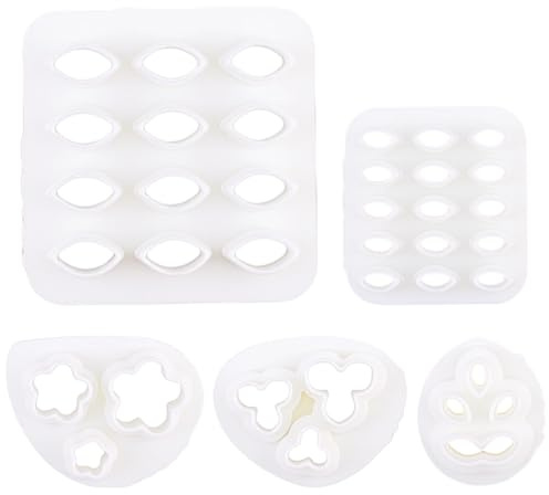 SUNNYCLUE 1 Box 5 Stück 5 Stile Ohrringe Basteln Set, Floridn Ton Ausstecher Blatt Ohrring Ausstecher Weißer Kunststoff Floridnblätter Formen Polymer Ton Gepresstes Mini Modellierwerkzeug Set Für