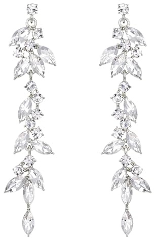 Ferizzia Orecchini Lunghi con Zirconi Cubici da Donna, Orecchini Donna Pendenti Lunghi, Gioielli di Fidanzamento, Regalo per Compleanni, Matrimoni, Valentino e Festa della Mamma