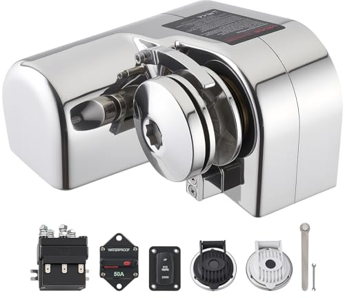 VEVOR Fishing Windlass, 12V DC Windlass Anchor Systems Fit for 1/4-Inch Chain or 9/16 & 5/8 Inch Nylon Rope, Max Pull 573 lbs, 316 Stainless Steel Construction, for Boats 23-29.5 ft
