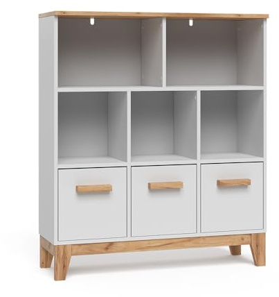 VitaliSpa Kinderregal Malia, Weiß/Artisan, 98.4 x 113.4 cm | zur Aufbewahrung von Spielzeug und Büchern kombinierbar