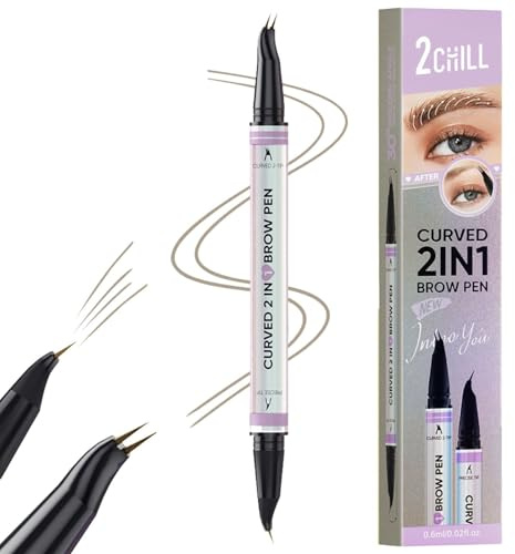 2CHILL Augenbrauenstift, Wasserfest Microblading Augenbrauen stift mit 2 Spitzen, Eyebrow Pencil mit 2-Zinken Gabelspitzen & Präziser Pinselspitze für Natürliches Make up (Hellbraun)