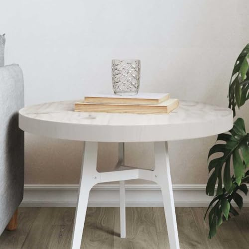 Frdhee Esstisch Klein, Tischplatte Rund Weiß Ø50x3 cm Massivholz Kiefer Tisch Klein für Tischbau, Küchenarbeitsplatte, Bürotisch & mehr