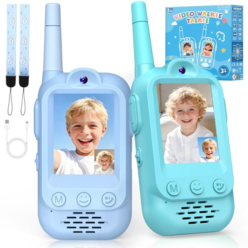 iKidiki Talkie Walkie Enfants Video, Jouet Garcon 3 4 5 6 7 8 Ans Talkie Walkie Rechargeable Cadeau Garcon 3-8 Ans Jouet Enfant 3-8 Ans Garçon Idée Cadeau de Anniversaire Pâques Radio Jeux d'extérieur