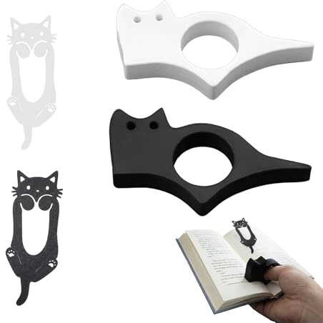 Rudfovn 4 Pcs Cat Bookmark Set with Thumb Book Page Holder, Cute Cat Book Accessories for Women Men Reading