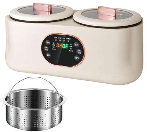 900W Smart Touch Screen Automatico Slow Cooker, 1.8L+1.8l Completamente Automatico Doppia Pentola Fornello, 8 Ore Conservazione del Calore, Sei Funzioni, Pentole Doppie e Doppio Controllo, Utilizzato