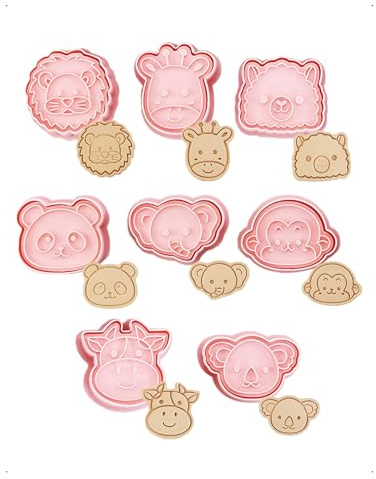 KONFEN Lot de 8 Emporte Pièces 3D Animaux de la jungle Plastique Biscuit, bl'anniversaire emporte-pièce fondant Pâtisserie et les Desserts, Lions girafes alpagas vaches pandas éléphants singes koalas