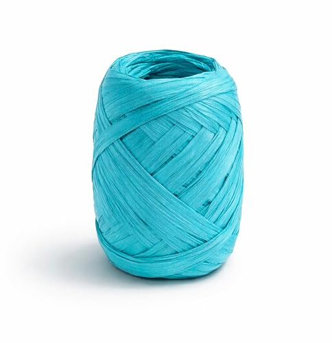 Papierband Raffiabast 20m Geschenkband Raffia Papier Schnur für Craft Verpackung - Bastband Papiergarn zum Binden Verzieren - Bänder für Bastelarbeiten Geschenke Dekorationen - Türkis