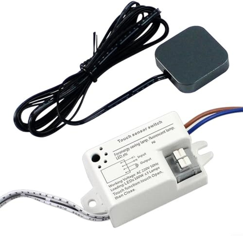 EXTRWORY Interruptor de sensor táctil de onda de mano, para luz de armario, 220 V, 100 W, función de atenuación, pieza eléctrica de plástico negro, para armario de almacenamiento