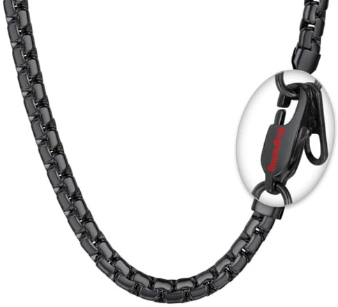 PROSTEEL Chain Man Long 76cm Jewelry Necklace Venetian Steel Black Box Chain Necklace 6mm for Men Jewelry Rapper Style Accessory for Pendant Custom Engraved Necklace