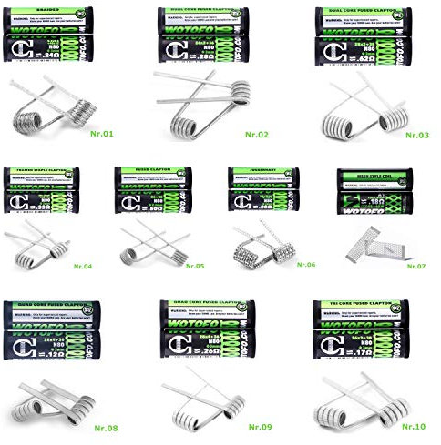 10x WOTOFO Coils Wickeldraht RBA, MESH A1, Ni80 Nichrome, KA1, MTL, E Zigarette Verdampfer Selbstwickler (GRATIS VERSAND FÜR DE) (Nr.12 - N80 - ALIEN WIRES 0,30 Ohm)