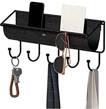 Umbra Hammock Wandablage mit Haken für Schlüssel, Accessoires, Brillen und Mehr, Schwarz