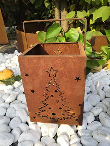 Zen Man Edelrost Windlicht Kerzenhalter Garten Laterne aus Metall GartenWeihnachtsbaum Gartendeko 032056-1 12 * 12 * 16cm