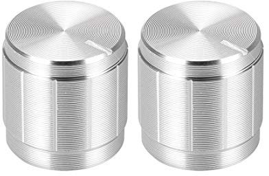 sourcing map 2St Knopf Alu Lautstärkeregler Potentiometer Rändelwelle Drehknopf 6mm Silber