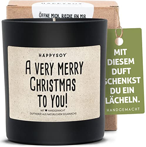 Geschenk Weihnachten Duftkerze im Glas mit Spruch - natürlich, handgemacht - nachhaltige Geschenkidee - Freund Freundin Eltern Mama Papa Oma Opa- Merry Christmas Deko Xmas