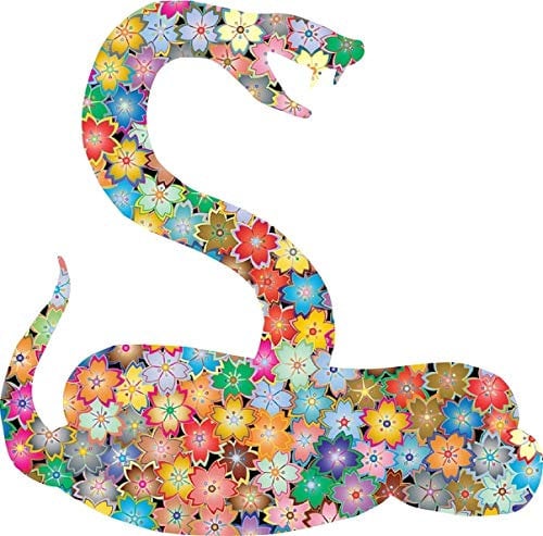 Akachafactory Aufkleber Sticker Auto Peace and Love Blume Hippie Flower Schlange Cobra