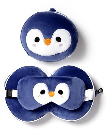 Puckator Relaxeazzz Plüsch Pinguin Reisekissen & Schlafmaske