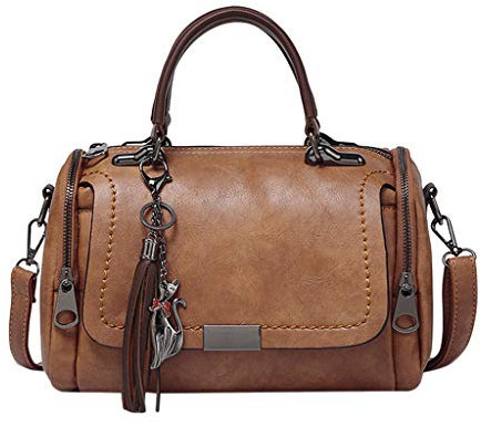 BUKESIYI Femme Sac bandouliere Sacs a Main Petit Cuir Sacs Menotte Sacs épaule Sacoche Mode FR77152 Marron
