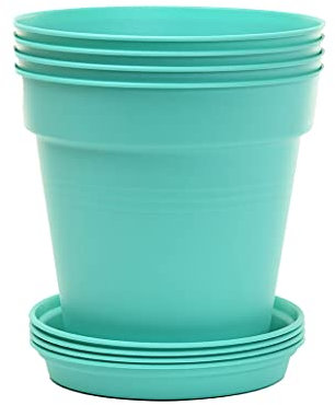 Mintra Home Gartentöpfe, Blumen, Kräuter, Pflanzen, für drinnen und draußen, bunt, Großhandel, Großhandel, Großhandel, Blaugrün, 17 cm Durchmesser, 4 Stück