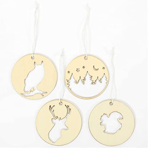 Papierdrachen 12 Anhänger aus Holz für den Weihnachtsbaum - Baumschmuck - Weihnachtsbaumdekoration - Winterwald - Set 2