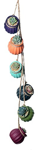 Lot de 6 pots de fleurs suspendus en céramique de 10,6 cm à suspendre au mur ou au plafond - Pour plantes succulentes