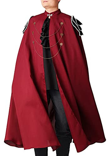 COSDREAMER Costume da uomo mantello strega mantello rinascimentale medievale (vino rosso, XXL)