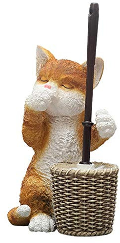 XXXXW Klassisches Design Einzigartige kreative Katze-Toiletten-Bürsten-Satz-Exquisite Handbemalte weiches Haar WC-Bürstenhalter-Naturharz Badezimmer Dekoration Toilettenbürstenhalter