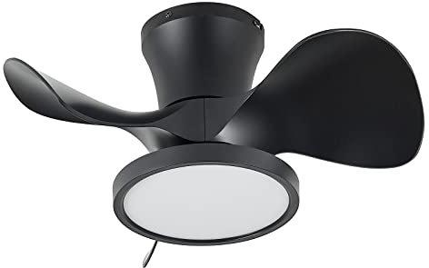 ocioc Deckenventilator Klein mit Beleuchtung, 55.88cm Deckenlampe mit Ventilator, Deckenventilatoren Leise mit Fernbedienung und Licht füR Schlafzimmer, KüChe, Bad, Dc Motor, Schwarz
