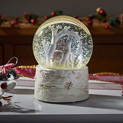 Marco Paul Musical Light Up Christmas Reindeer Snow Globe Decoration Battery Operated Glitter Shaker with Colour Changing LEDs Festive Xmas Stag Ornament and Home Decoration