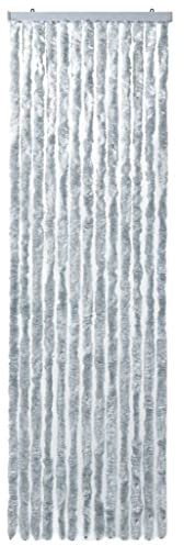Insektenschutz-Vorhang Weiß und Grau 90x200 cm Chenille