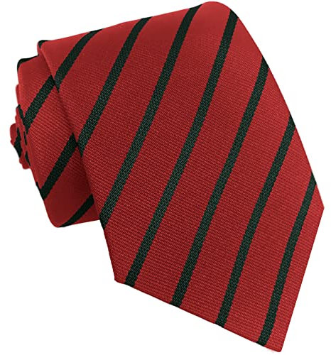 Great British Tie Club Corbatas para el cuello de una sola raya para hombre y adulto, estilo escolar, Rojo y verde botella, Taille unique