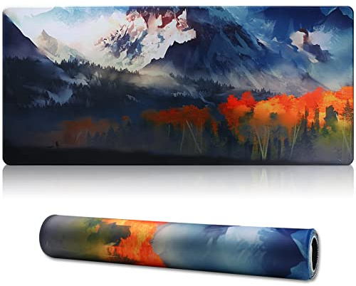Jahosin XXL Gaming Mouse Mat, Extended Mouse Pad Stitched Edges 2MM Non-slip Rubber Base 90x40cm Desk Pad for Gaming/Office/Bussiness-90x40 Moutain05
