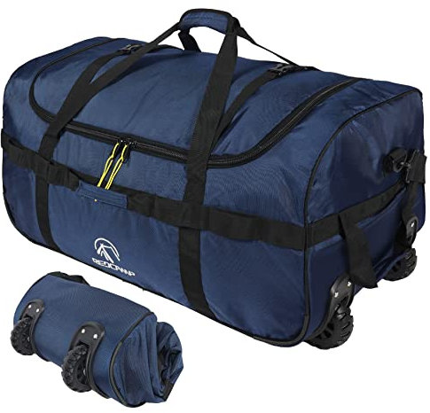 REDCAMP Reisetasche mit Rollen, groß, faltbar, Reisetasche, Gepäck mit Rollen, schwarz, 85 l/120 l/140 l, Marineblau, 120 l